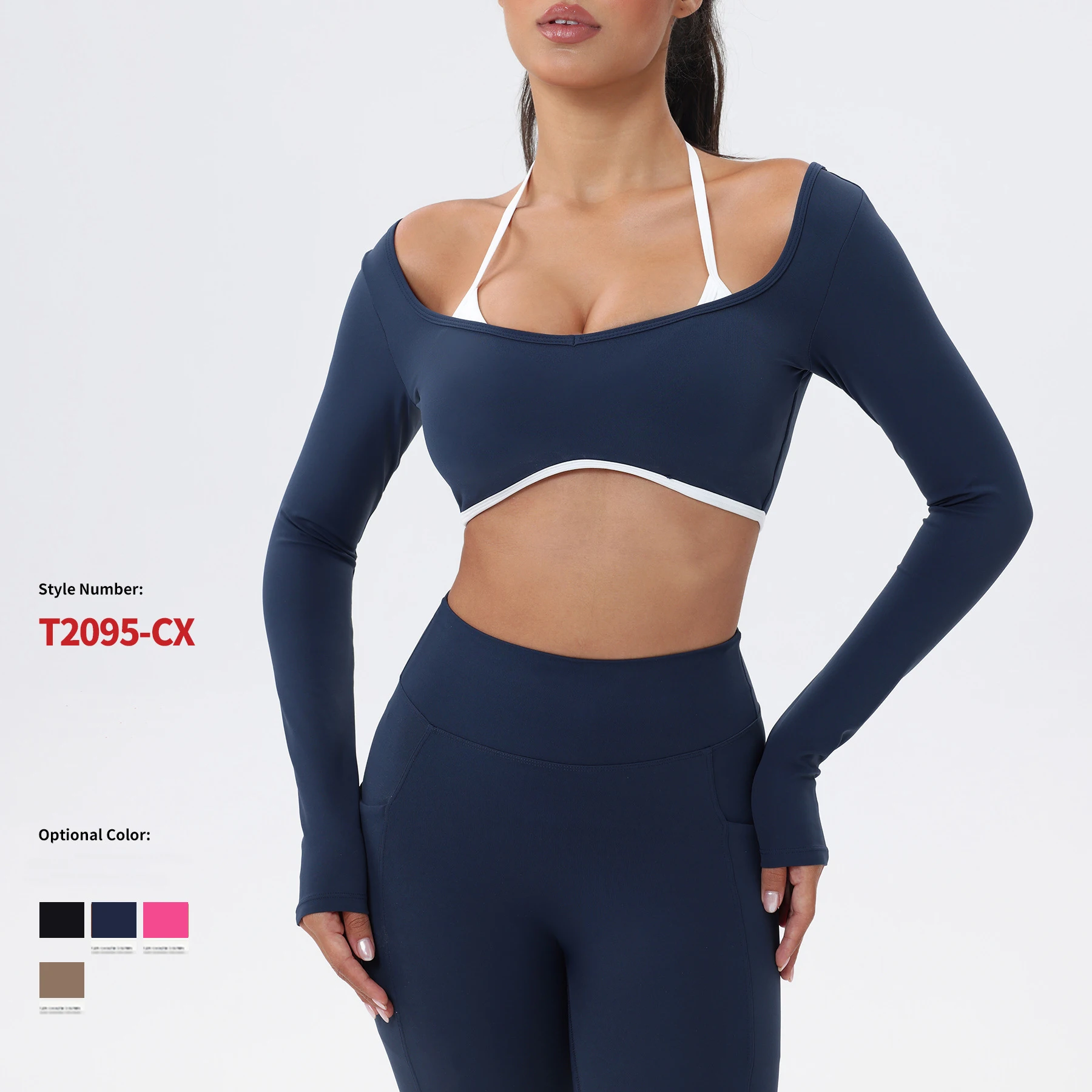 Yoga Long Sleeve Yoga Crop Tops Shirts Gym Shirt Workout Gym Top Sports Sexy With Chest Cushion Push up Exercise Long Sleeved