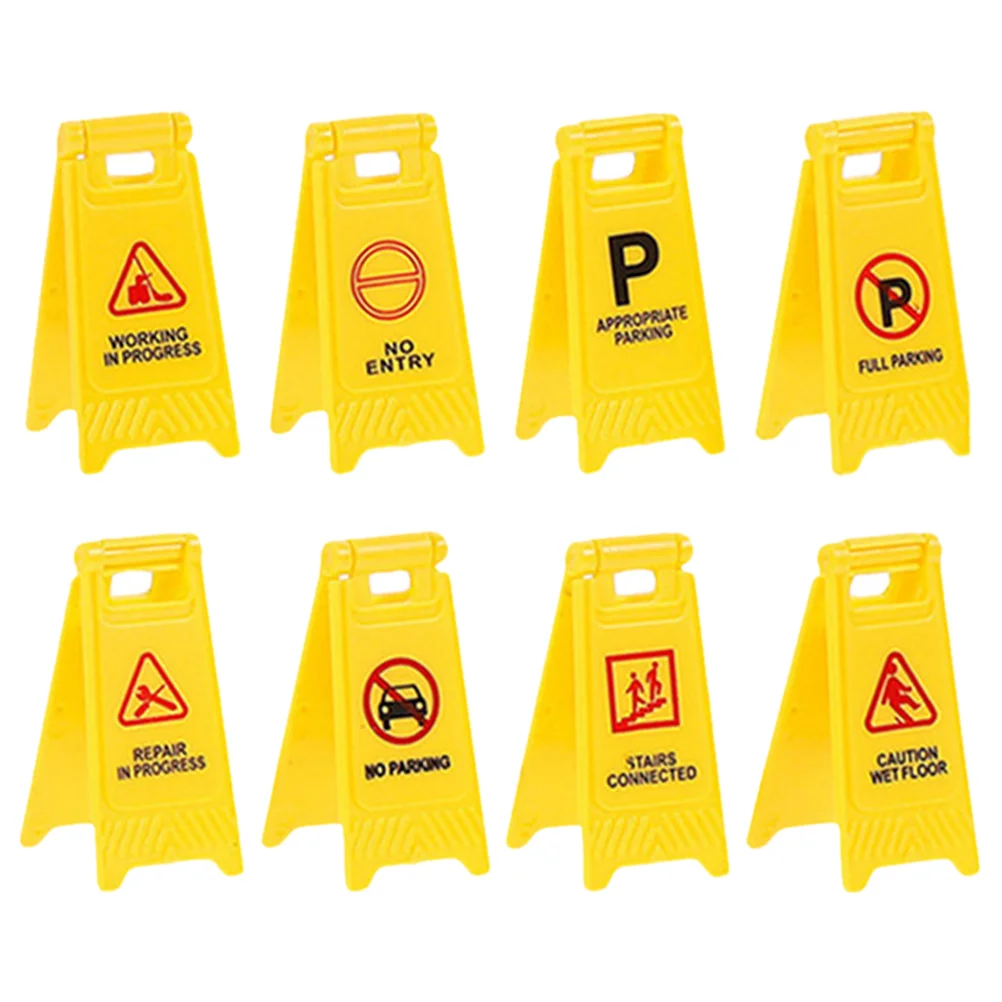 

8 Pcs Children's Transportation Toys For Kids Road Sign Models Plaything Mini Warning Traffic Signs Plastic