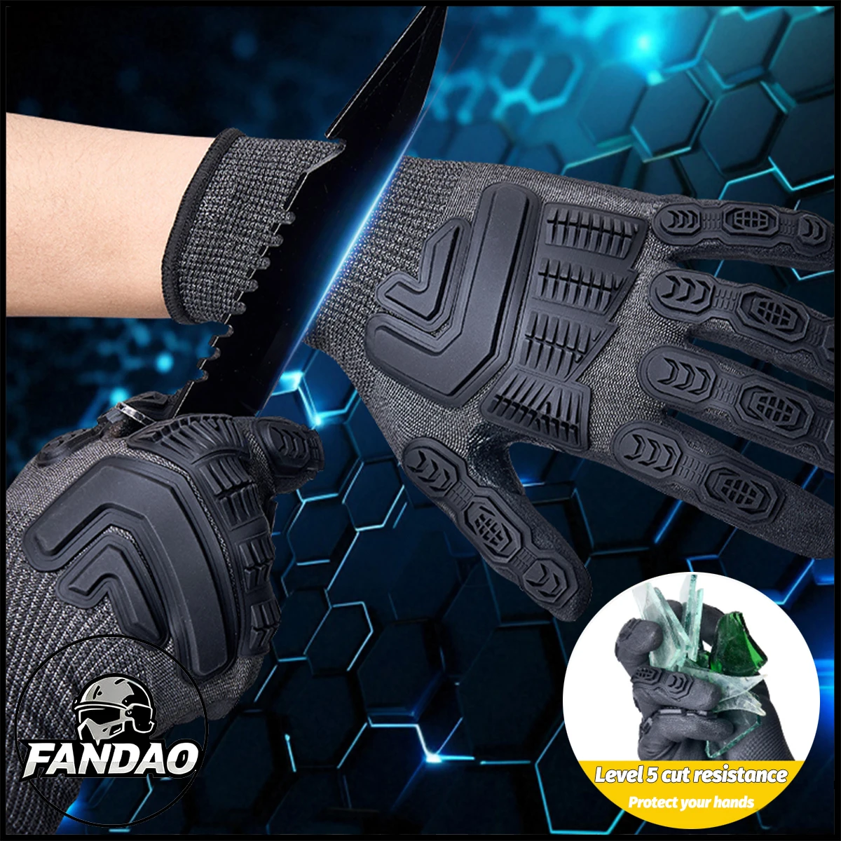 Level 5 Cut Resistant Tactical Gloves Full Finger Outdoor Cycling Gloves Touch Screen Compatible Durable Anti-Scratch Gloves