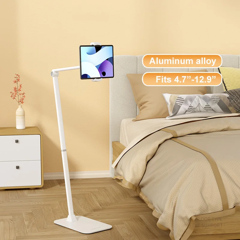 

Foldable Arm Floor Tablet Phone Stand Holder Height/Angle Adjustable Support for 4-12.9inch iPhone iPad Pro Mipad Sofa Bed Mount