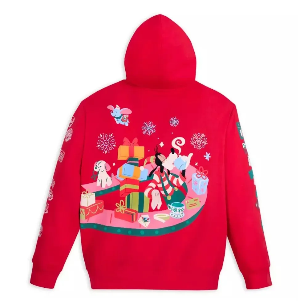 Girls Women Mickey Mouse Friends Holiday Pullover Kids Boys Hoodie Adults Top Casual Clothes Teenager New Year Red Sweatshirts