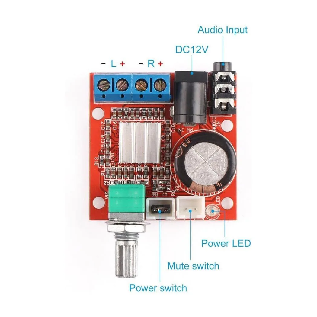 PAM8610 Mini Stereo AMP Audio Amplify Board Digital Portable Ampli Module 10W+10W Dual Channel Amplifier Class-D 12V DC