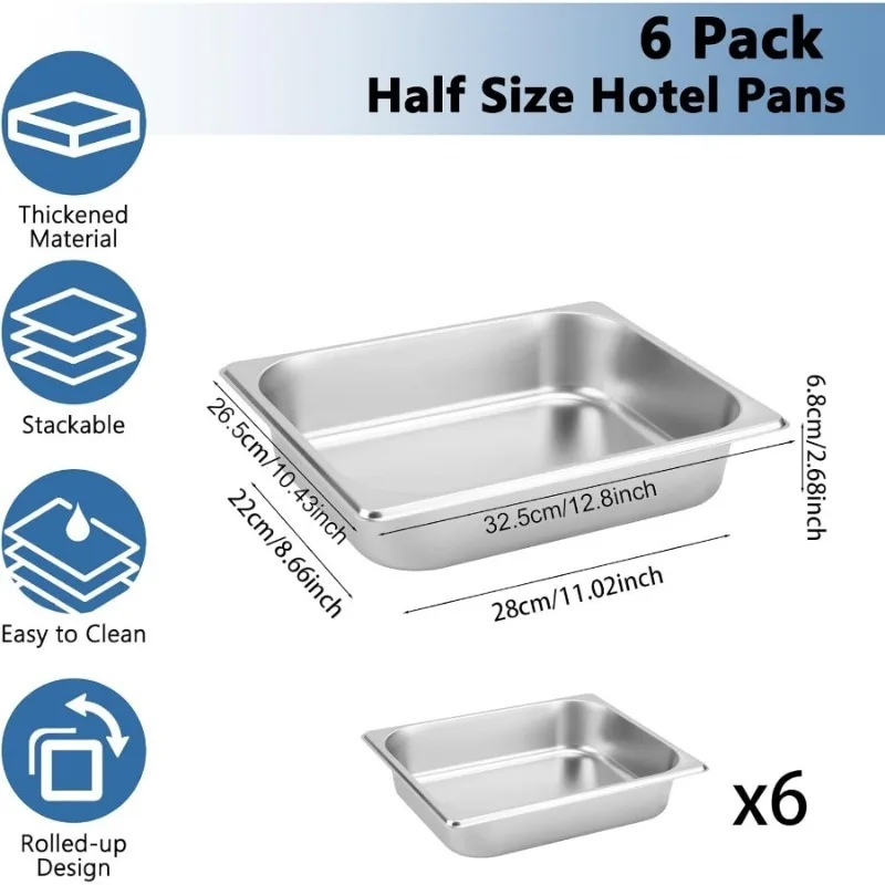 2.6 Inch Deep Stainless Steel Steam Table Pan Commercial Stainless Steel Chafing Steam Table Pan Party Catering Supplies