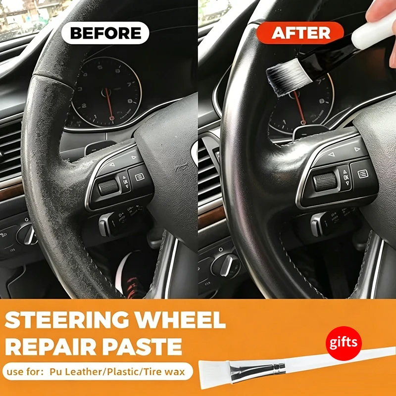 Leather Repair Balm, Black Recoloring Paste Kit, Restores Scratched & Faded Car Seats, Steering Wheels & Furniture