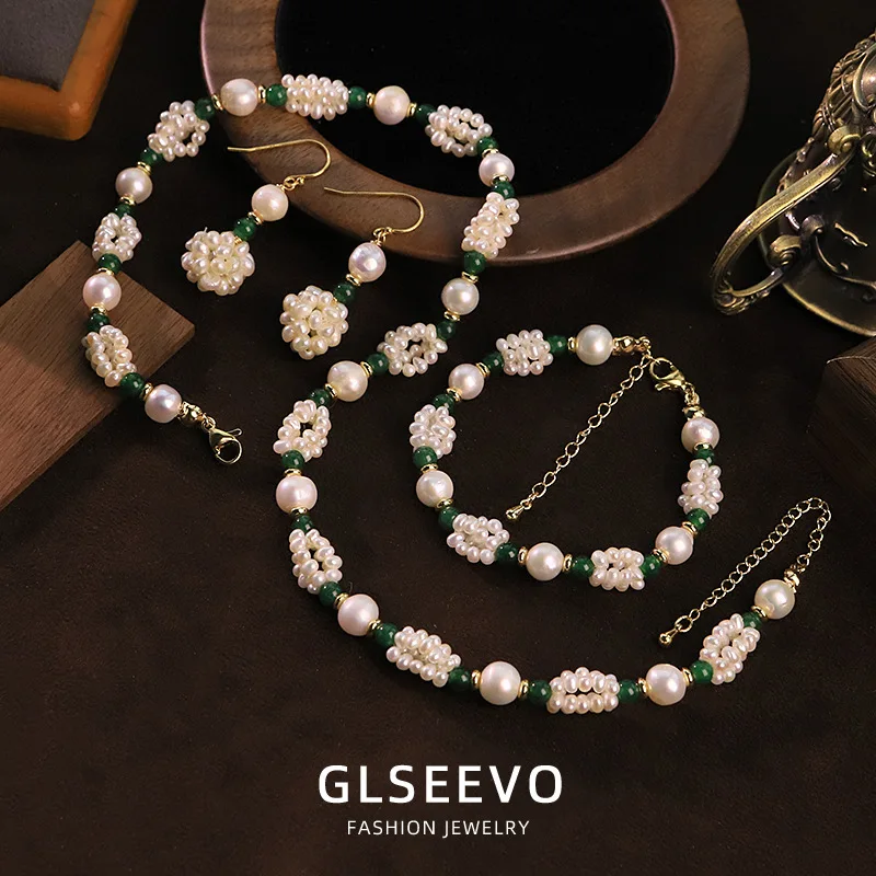 Design Pearl Natural Stone Necklace Bracelet Earring Set – A Versatile And Elegant Jewelry Collectio