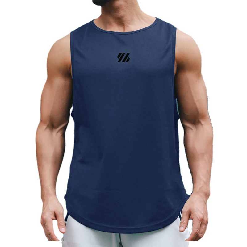 Gym Fitness Bodybuilding Sleeveless Vests Mesh Breathable Quick-dry Sport T-shirts Summer Cool Feeling Mens Running Tank Tops