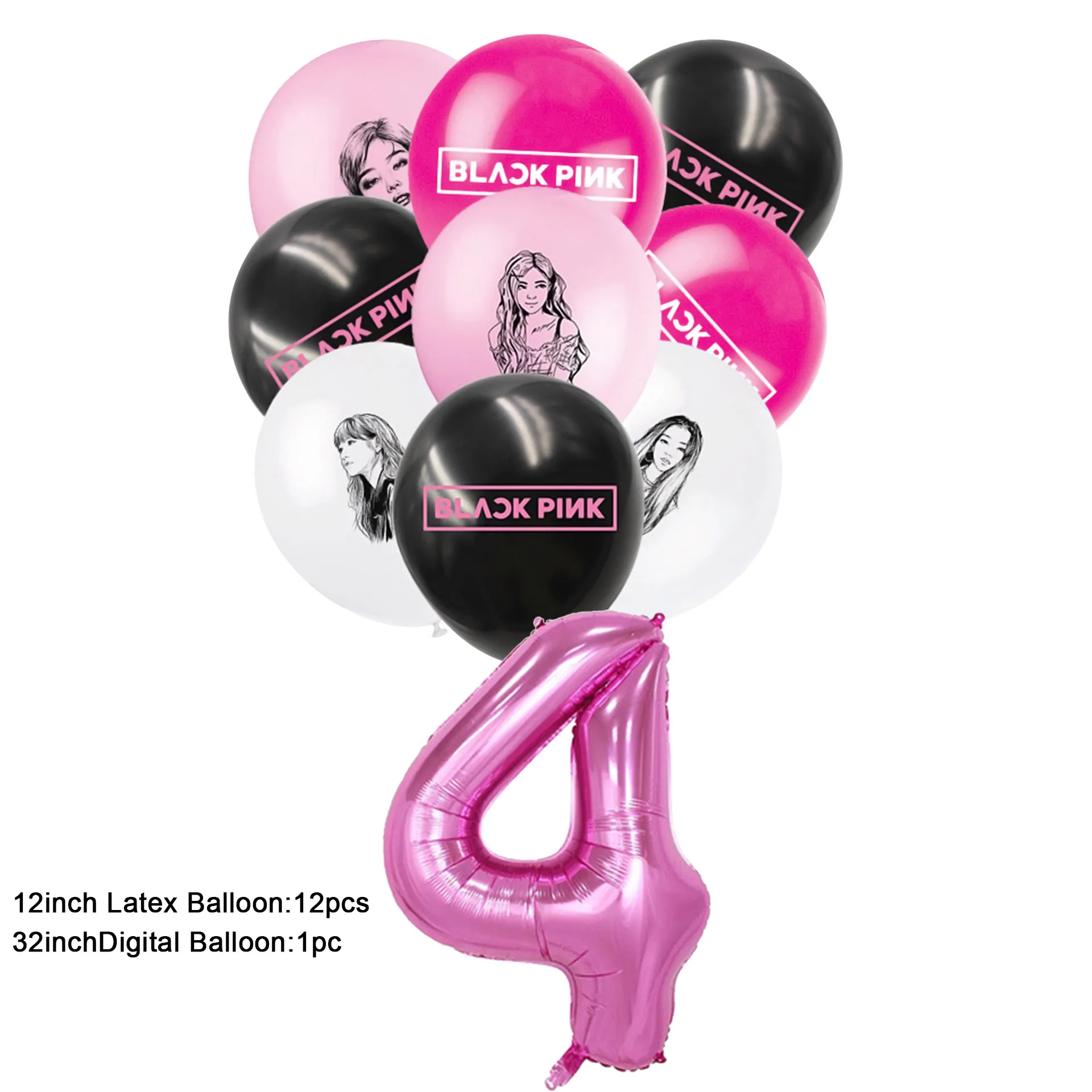 South Korea Black&Pink&Women's Team Event Birthday Party Decoration Supplies Disposable Cutlery Balloon Background Baby Shower