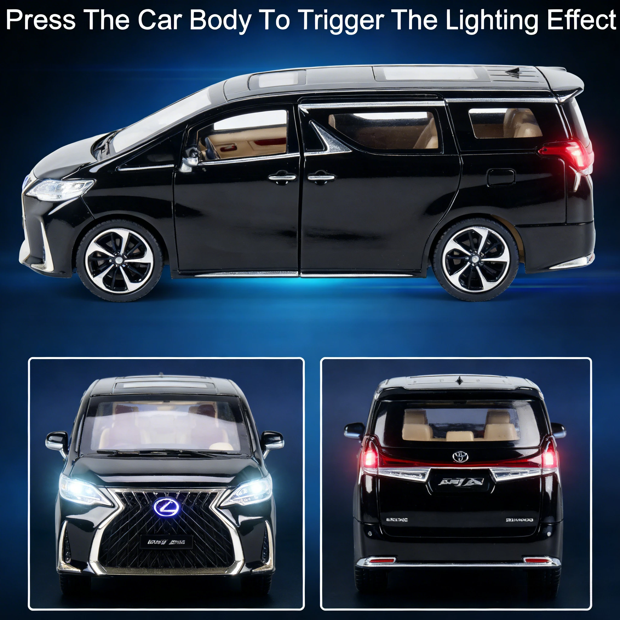 🚗   1:24 gelegeerde gegoten speelgoedauto |   Terugtrekken + Geluidslicht + Open Deuren – Perfect jongenscadeau!