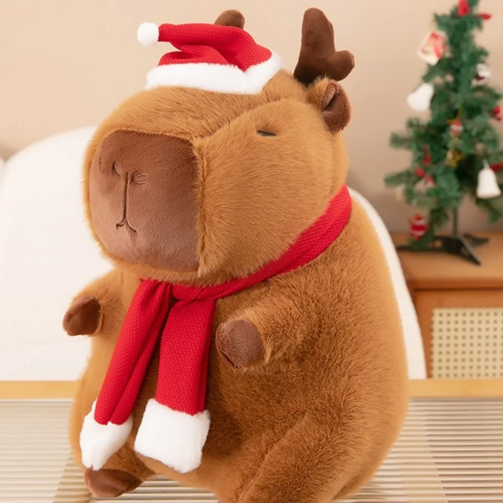 Vestir Navidad Capybara peluche simulación esponjoso Capybara peluche juguete dibujos animados suave Capibara muñeco esponjoso juguete de Navidad