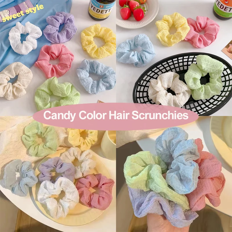 

Candy Color Hair Scrunchies For Women Girls Cute Elastic Hair Ties Bands Headband Rubber Band Hair Accessories