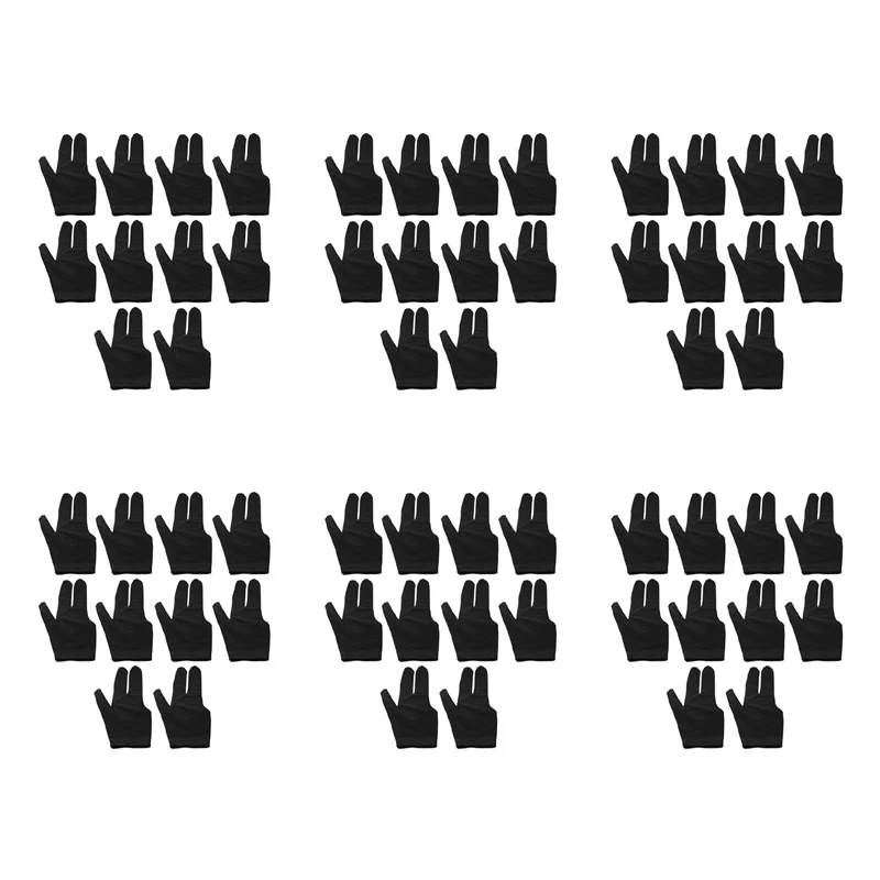 

60 шт. бильярдные перчатки с 3 пальцами, перчатки для левой и правой руки, перчатки для снукерного кия, бильярдные перчатки-B60B