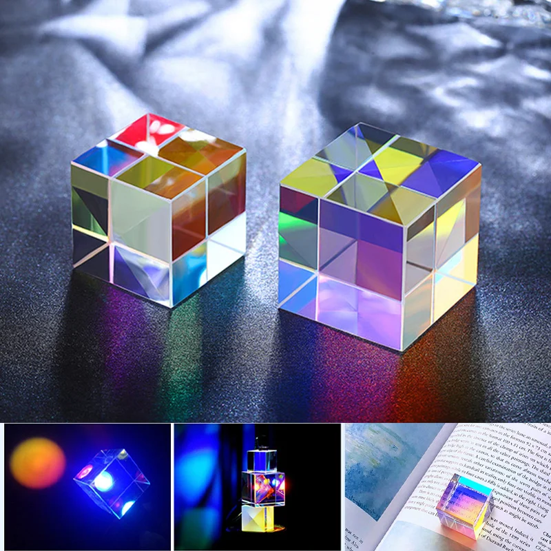 15mm Optical Glass Cube Prism for Photographic Beam Splitting Photography Accessories Decorate Gifts Six-Sided Optical Prism