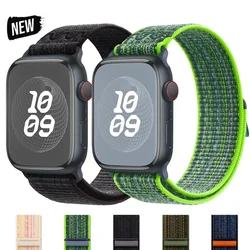 Nylon Sport Loop Strap For Apple Watch Band Ultra 2 49mm 46mm 45mm 44mm 41mm 42mm 40mm Bracelet iWatch 10 9 8 7 6 5 SE Watchband