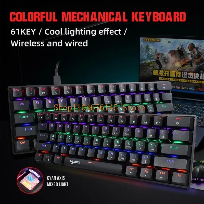 5ASD Waterproof Mini Compact Gaming klawiatura 61Key Klawiatura gier RGB Podświetlenie Ultra-kompaktowa klawiatura dla graczy na