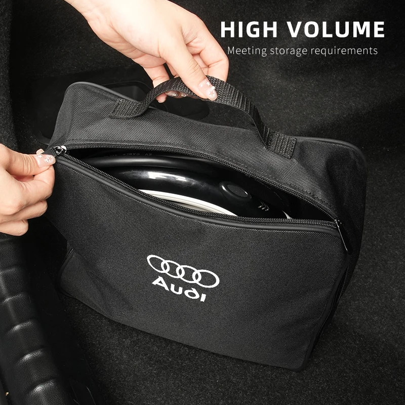 EV Car Charging Cable Storage Box Charger Cables Carry Bag Trunk Organizer For Audi Q5 Q7 Q3 A3 A4 A6 A5 A1 A8 Q8 Q2 A7 Quattro