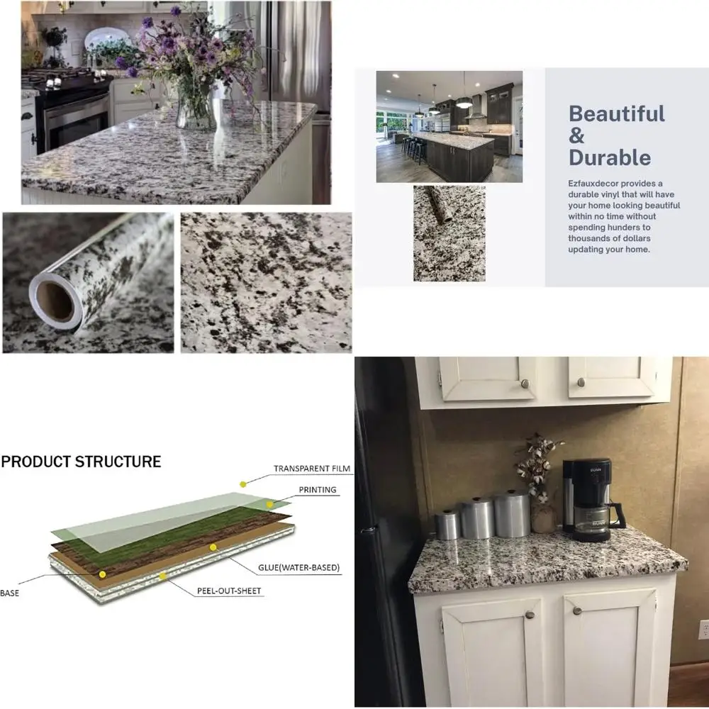 Kitchen Countertop Wallpaper Self-Adhesive Vinyl Laminate Cover Wrap 36x72 Grey Peel and Stick Easy Decor