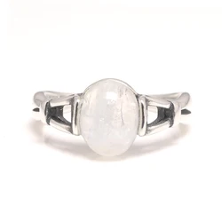 Real 925 Sterling Silver Bella Ring Adjustable Opening Natural Moonstone Vintage Twilight Jewelry