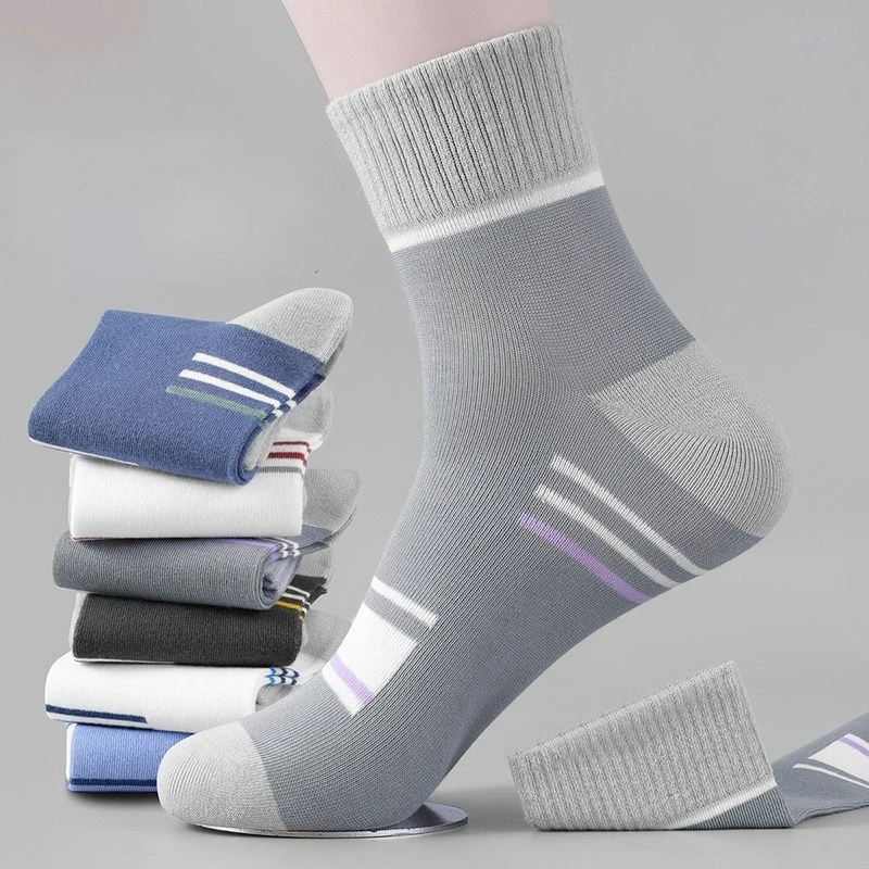 10 Pairs Men\'S Pure Cotton Socks Fashion Casual Striped Wear-Resistant Breathable Sports Socks Big Size Business Socks For Men