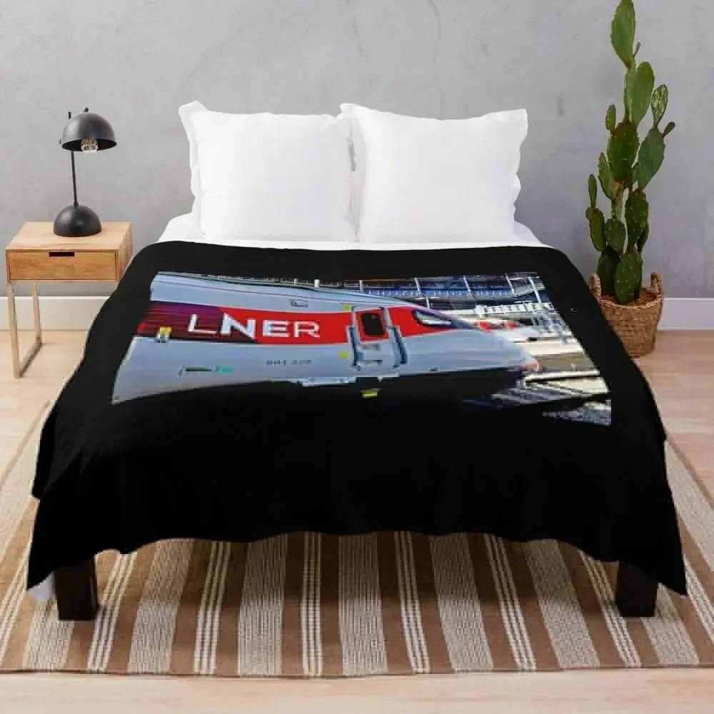 

LNER Azuma 801 high speed trains at King's Cross Station Throw Blanket Cozy Throw Blanket for Bed Sofa Chair