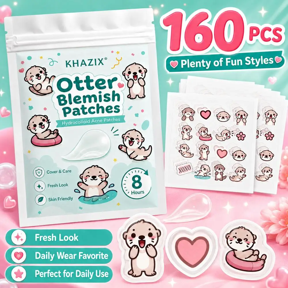 160pcs Cute Otter Pimple Patches Fun Acne Blemish Spot Cover Sticker Waterproof Face Skin Care Accessories