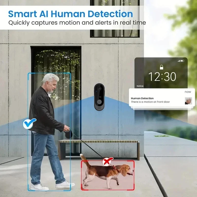 Tuya Smart Home Waterproof Door Bell Night Vision Monitors HD Video Camera 2.4G WIFI Ring Doorbell Wireless Intercom Voice New view 2