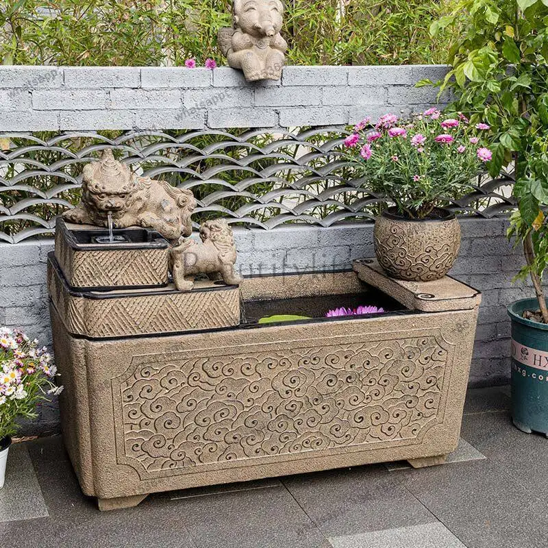 

Flowing Water Fish Tank Circulation Landscaping Entrance Courtyard Decoration Floor-to-ceiling Water Landscape Tank Fountain