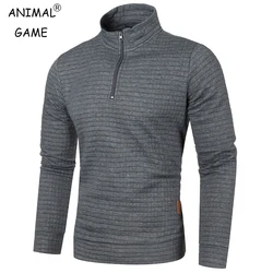 Autum Men's Solid Color Sweatshirt New Oversize Half Zipper Pullover Warm Sweater Jogger Sport Tops