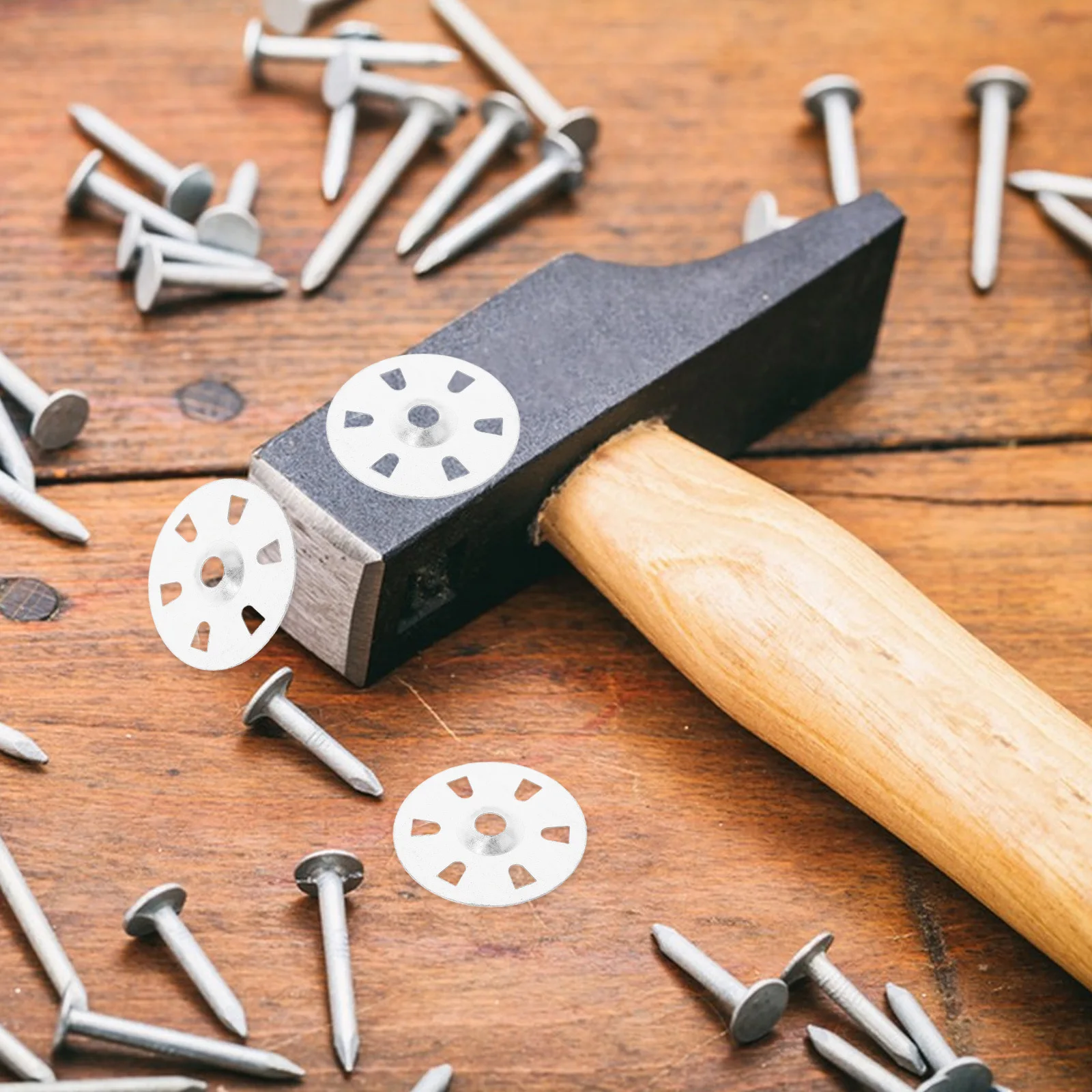 

100Pcs Galvanized Iron Insulating Board Washers Six-Hole Plaster Flat Washers for Gypsum Board Drywall Ceiling Repair Fasteners