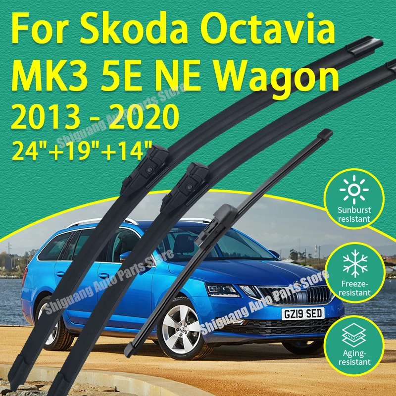 Front Rear Silicone Coating Wipers for Skoda Octavia MK3 5E NE Wagon 2013 - 2020 24