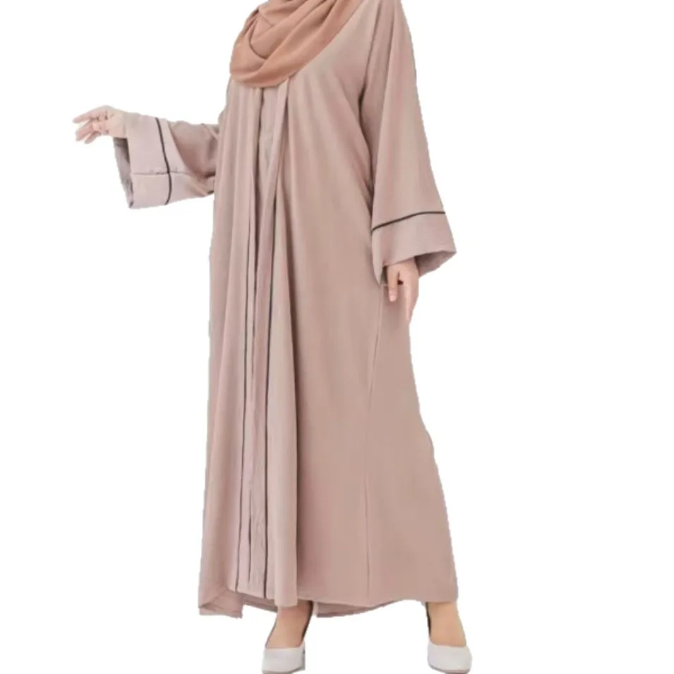 New luxury and comfortable Muslim Islamic casual fashion loose plus size cotton linen solid color Saudi Arabian dress