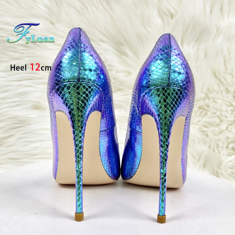 Eleganckie damskie czółenka w kolorze marzeń, płytkie, holograficzne szpilki, pojedyncze buty, damskie buty na wieczorne przyjęcie, wysokie obcasy 8 cm, 10 cm, 12 cm