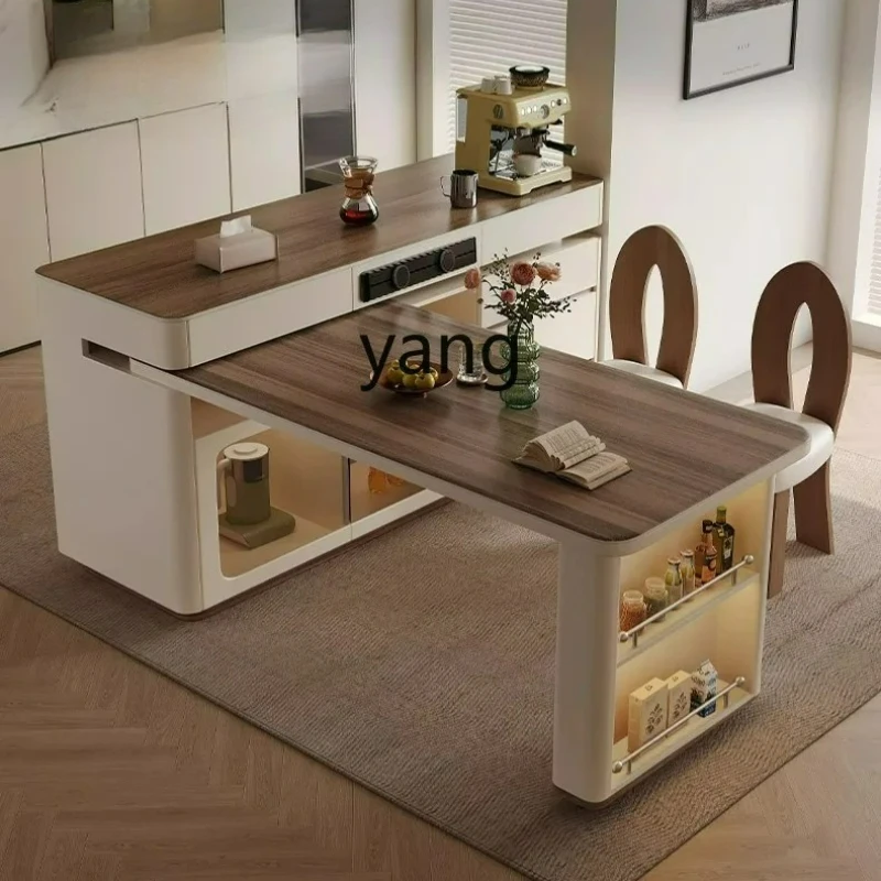 

LTT solid wood telescopic rotating island integrated dining table household multi-function
