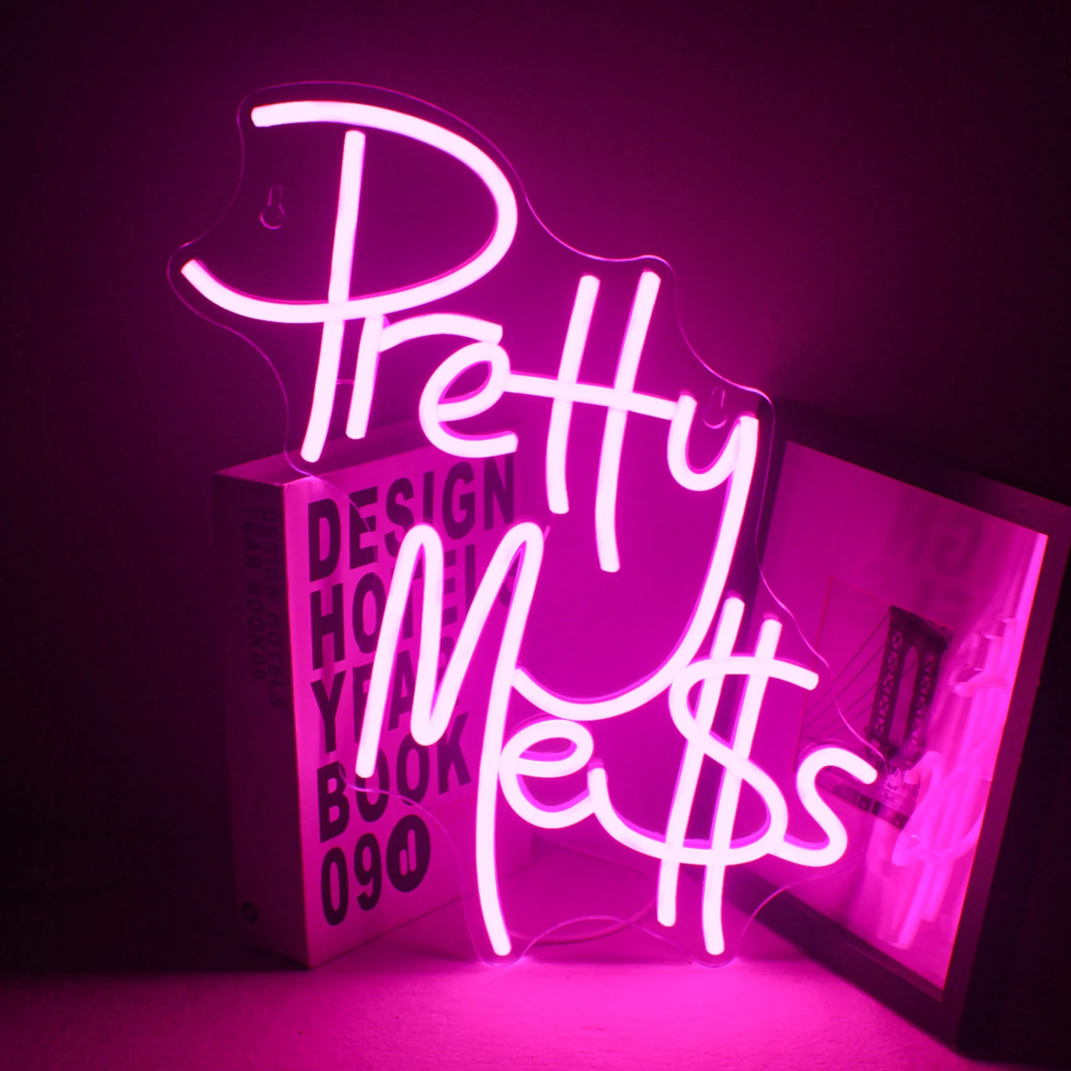 Pretty Mess Neon Signs Pink Led Sign Word Wall Decor Neon Light for Bedroom Bar Pub Club Party Home Hanging Decor LED Neon