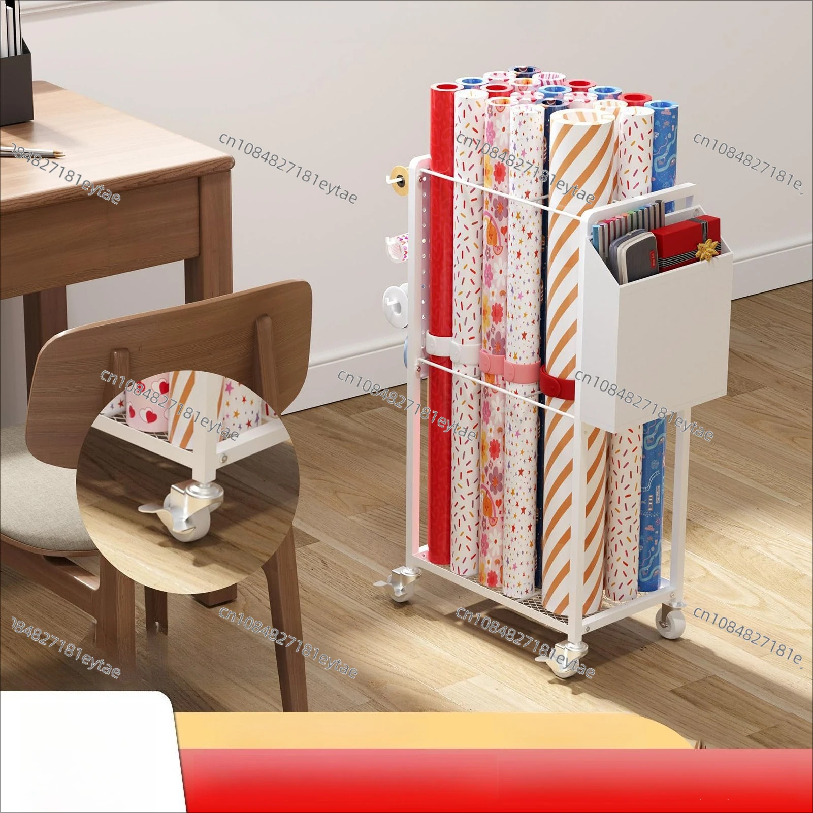 Gift packaging Storage rack Wrapping paper Storage cart Wrapping paper Ribbon rack Report rack