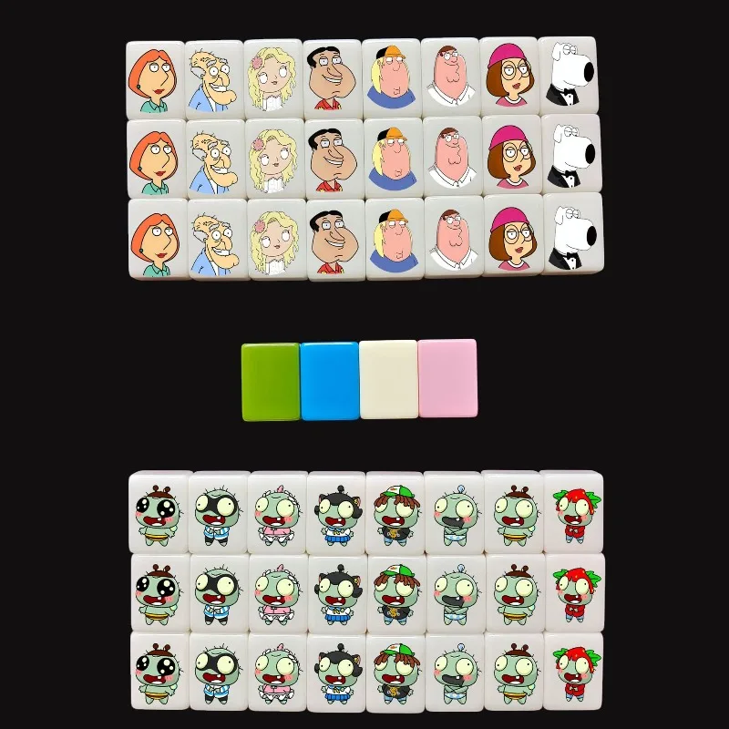 New 24mm 48Tiles Sanrio Pattern Hello Kittys Mahjong Block Gioco Sea Animals Board Game Two Plays Kids Learning Educational Toys