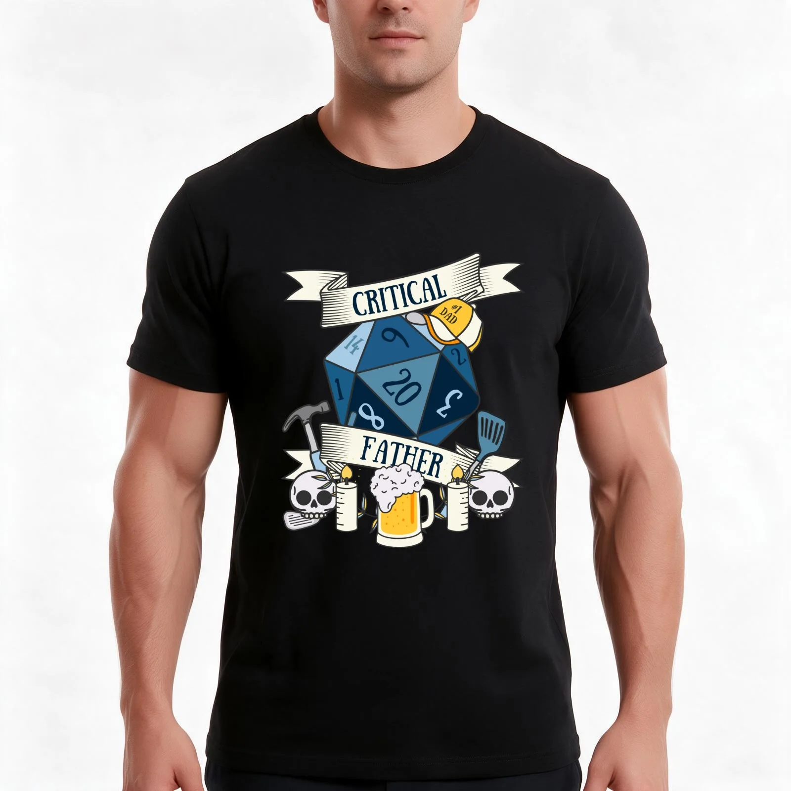 Critical Father T-Shirt, Summer Casual Cotton Tee, Oversized Streetwear Tops, Vintage Graphic Print, Loose Fit Short Sleeve