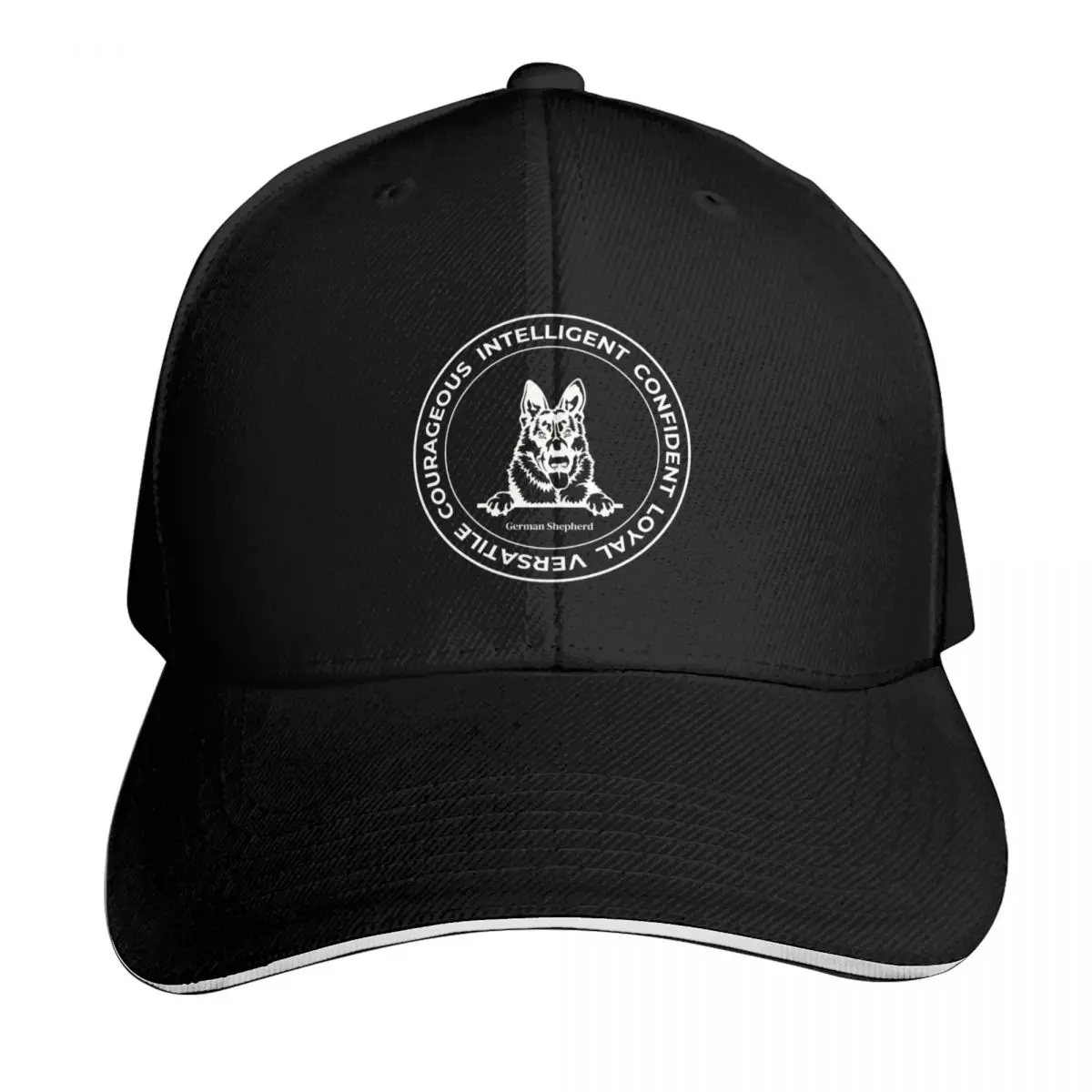 GERMAN SHEPHERD TRAITS-CIRCLE Baseball Cap Cotton Twill Breathable Contrast Two Tone Brim Snapback Flat Bill