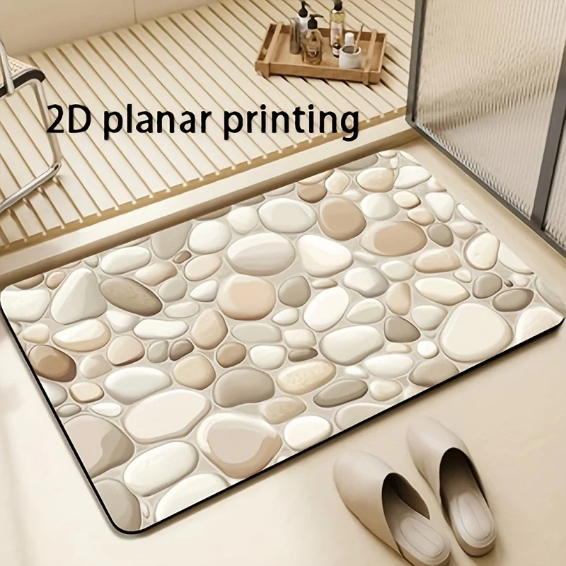 

VIKAMANatural Pebble Texture Bathroom Mat Beige Bathroom Mat Non-Slip Quick-Dry Entrance Kitchen Entryway Door Mat Home Decorati