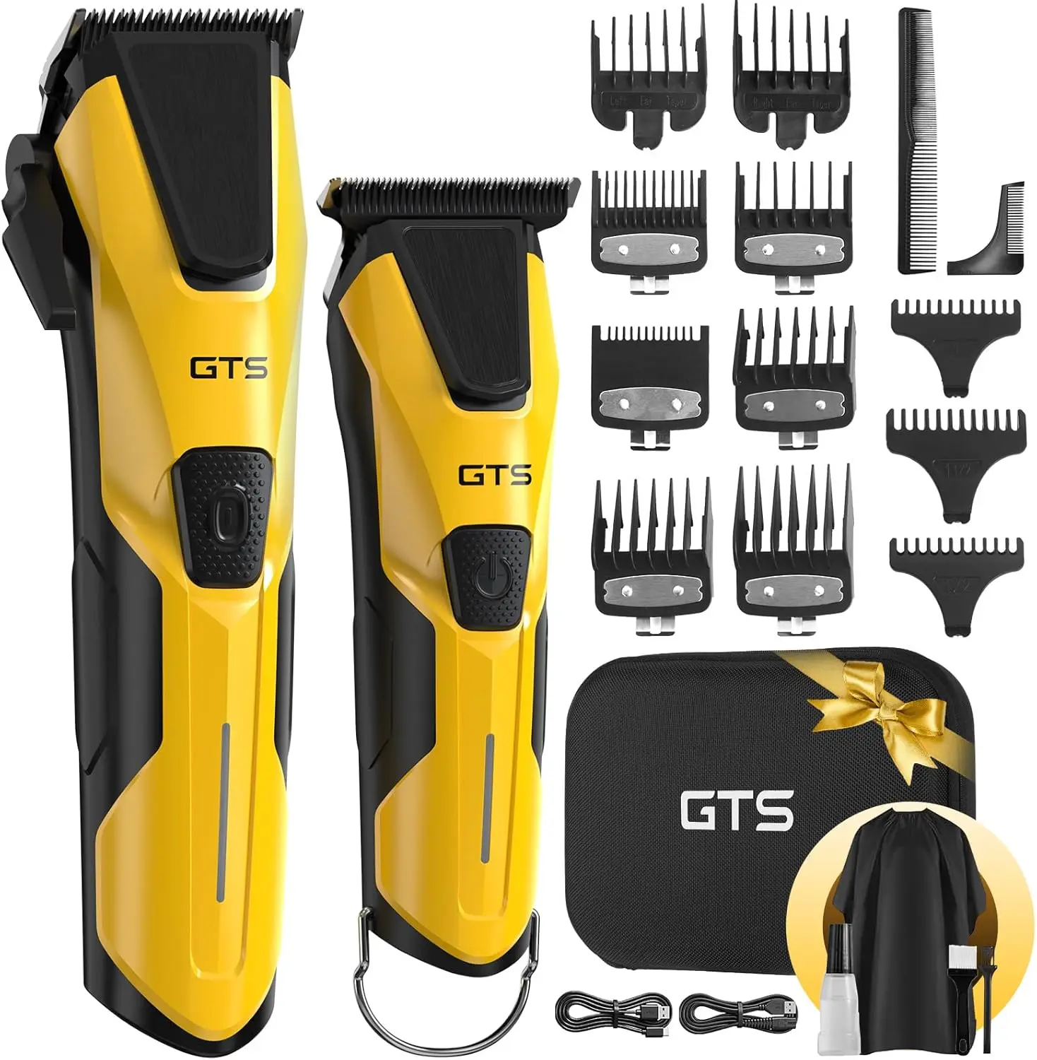 

Professional Cordless Hair Clippers for Men, Barber Trimmer Set with Fade Kit in Yellow