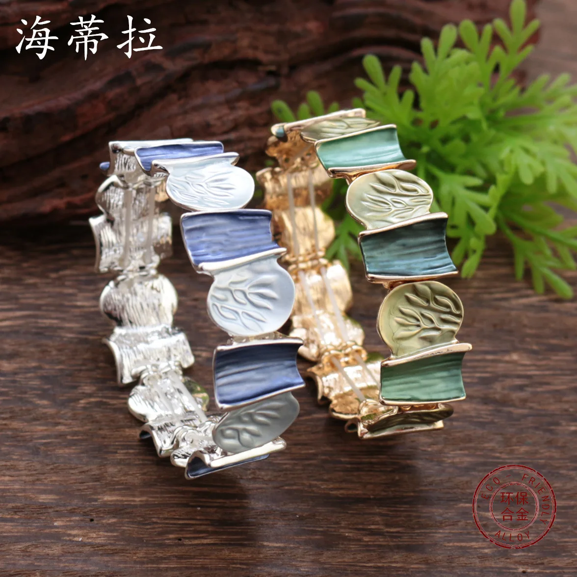 DIY accessories enamel color irregular fortune tree elastic bracelet women's fashion versatile fortune tree alloy bracelet