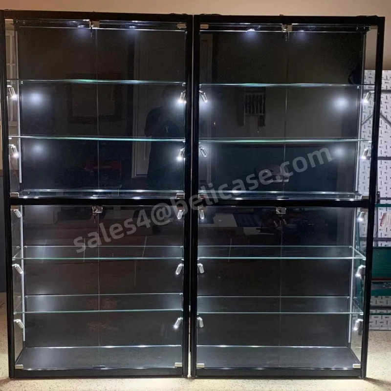 

custom，Wall Shop Display Cabinet Customized Corner Glass Showcase Cabinet Stand Design for Jewelry Toys Cosmetic display Cabinet