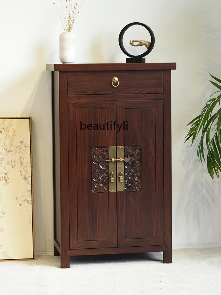 Chinese Style Entrance Cabinet Solid Wood Shoe Cabinet Old Elm Hall Cabinet Corner Side Cabinet Classical Curio Cabinet