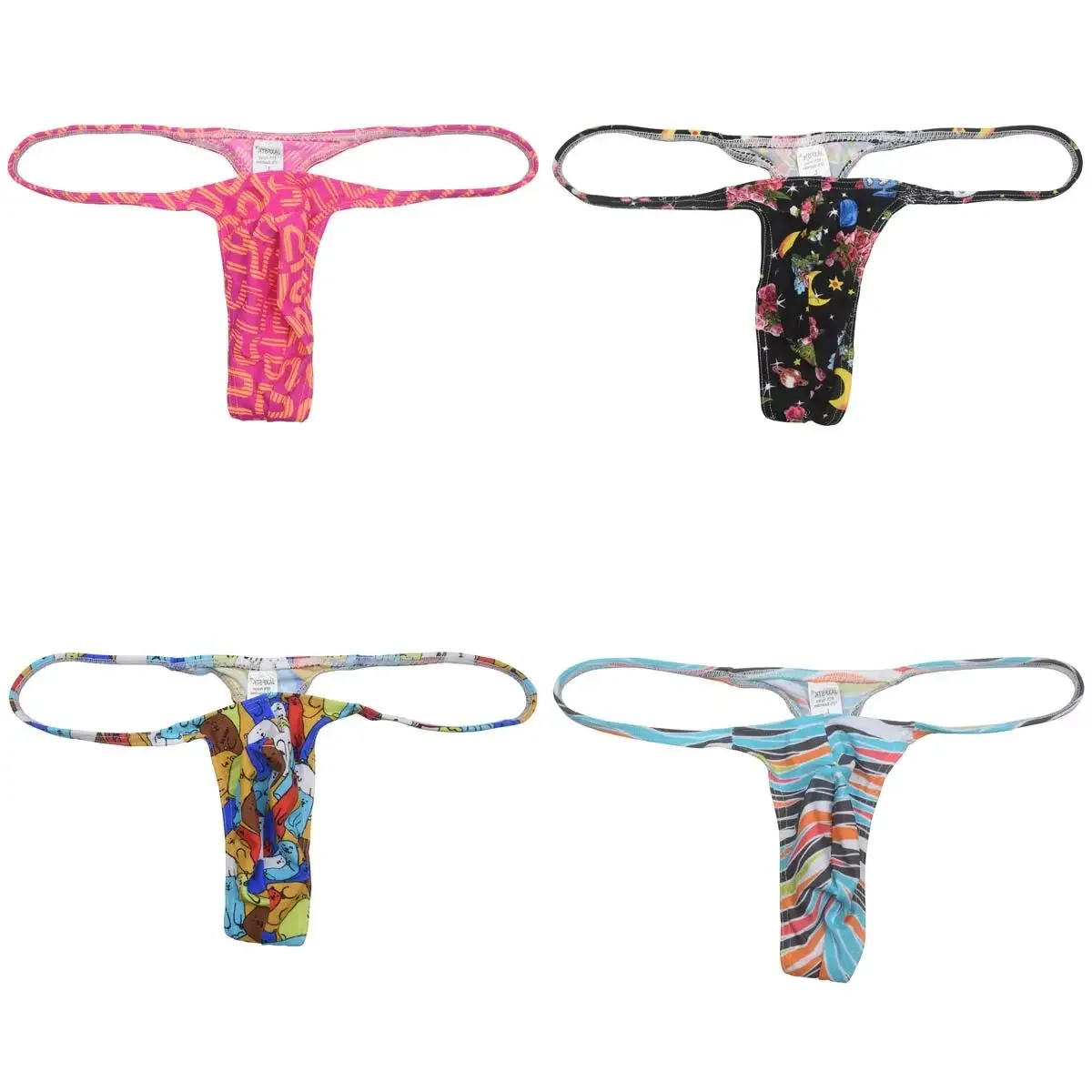 Tanga con estampado Sexy para hombre, tangas con bolsa suave transpirable, Mini calzoncillos de Bikini para playa, traje de baño de secado rápido,