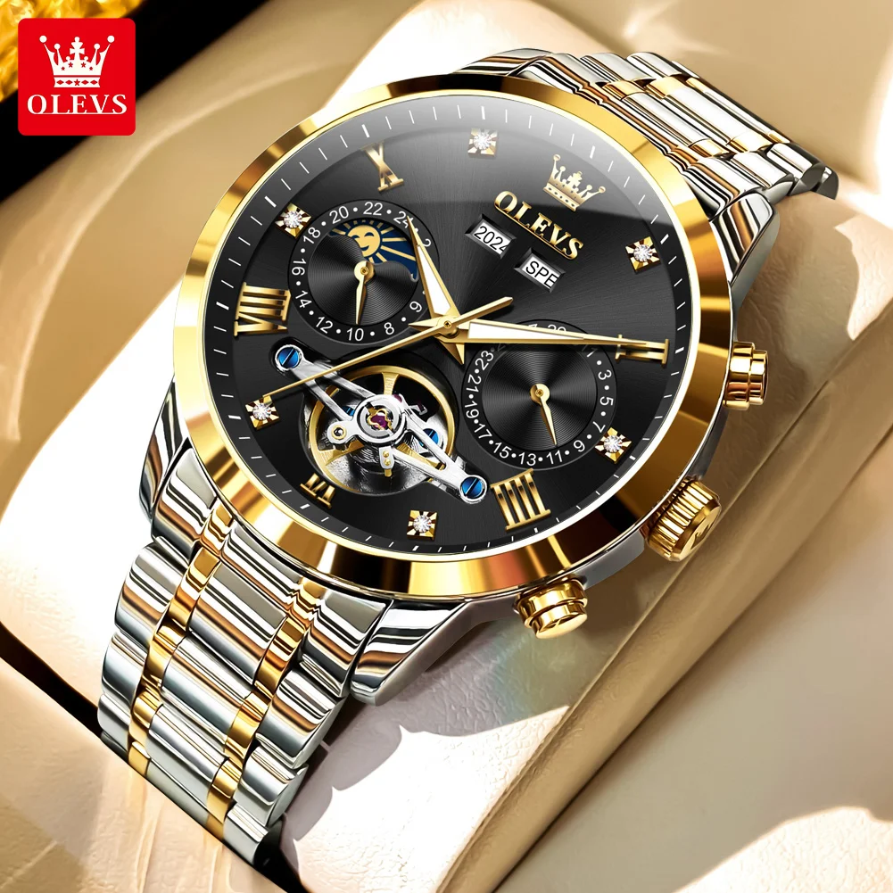 

OLEVS лучший бренд автоматические механические часы для мужчин оригинальные водонепроницаемые наручные часы с турбийоном мужские модные деловые мужские часы