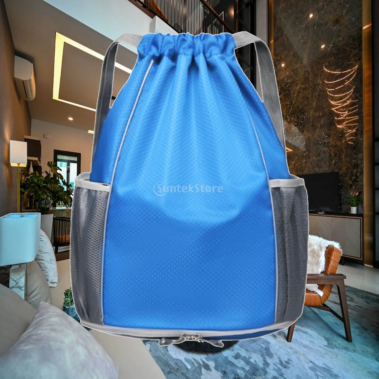 Large Fitness Swimming Bag Waterproof Polyester Gym Rucksack with Shoe Storage Wet Proof Compartment for Sports Yoga Travel
