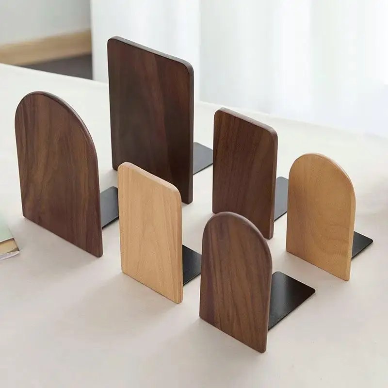 1pc Wooden Bookends Desktop Bookshelf Desk Organizer Office Home Book Accessories Storage Book Holder Wood Book Ends