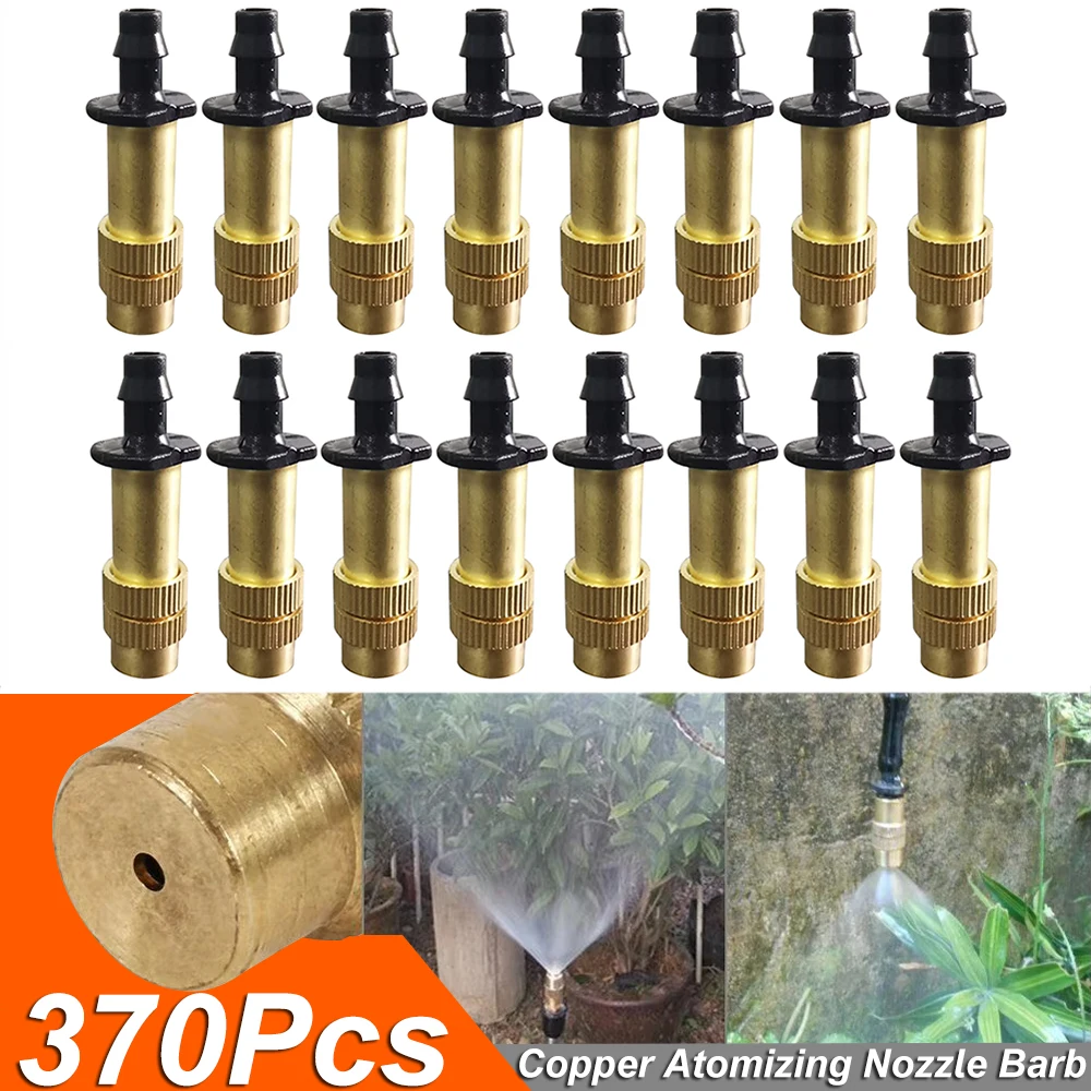 

370Pc Adjustable Misting Nozzle Garden Patio Water Mister Brass Spray Sprinkler Garden Irrigation Atomization Single Nozzle