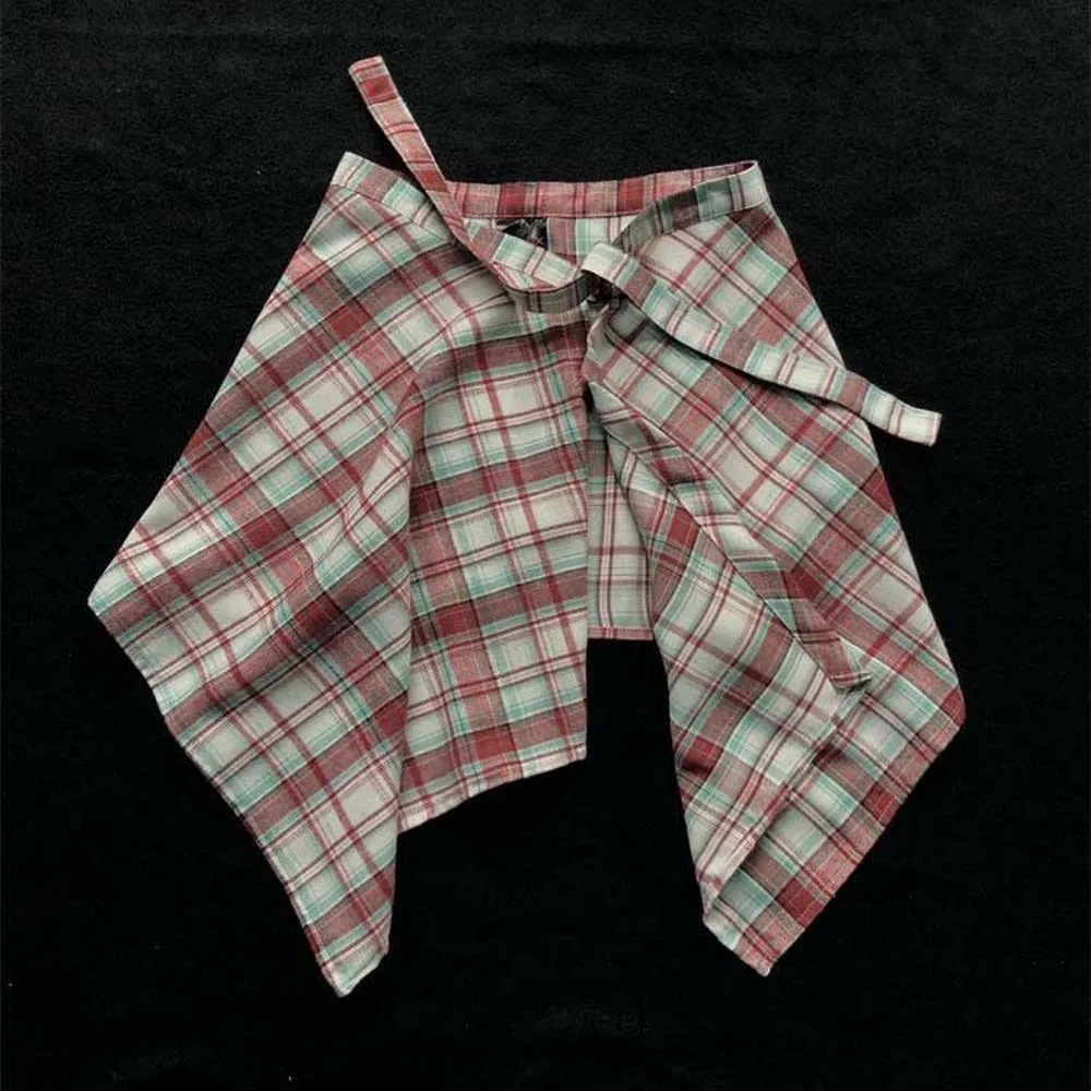 Fashion Korean Style Plaid Skirt Belted Hip-hop Y2K Mini A-line Shortskirt Underskirt High Waist Waist Seal Skirt Daily