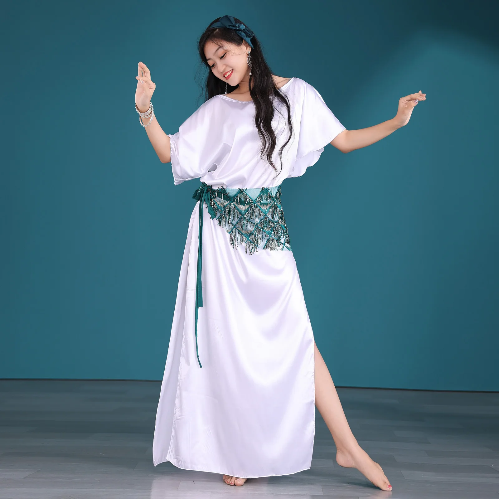 زي أداء الرقص الشرقي رداء فساتين من قطعة واحدة بدلة ممارسة الشابي زي أداء الرقص الشرقي بلدي #1