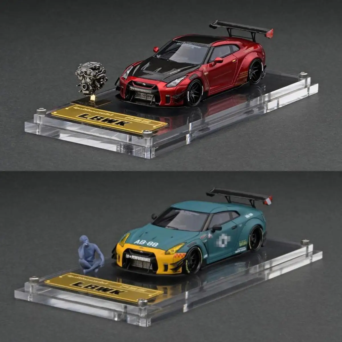 IG 1:64 R35 LB With Engine JDM Simulation Limited Edition Resin Metal Static Car Model Toy Gift